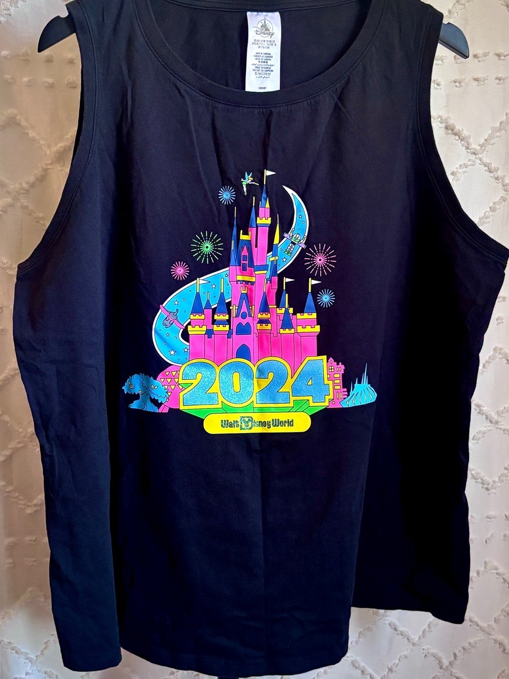 Disney Parks 2024 Disney World Castle Tank Top Neon Graphic Womenâs Plus 1X